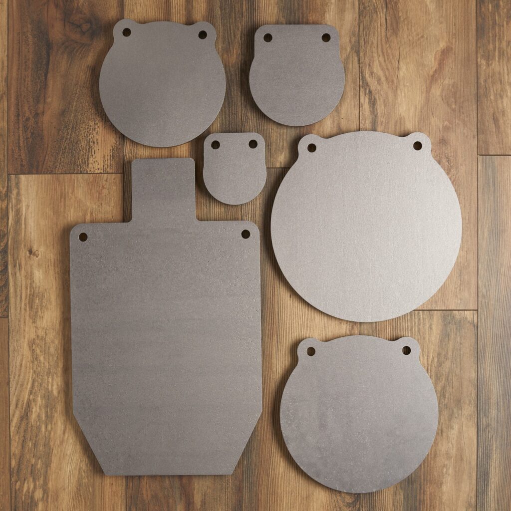 shooting targets made out of hardened (martensitic) steel, and are used in firearm and airgun sports such as silhouette shooting, cowboy action shooting, practical/dynamic shooting, long range shooting and field target, as well as recreational plinking.